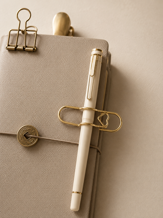 Porte stylo doré coeur
